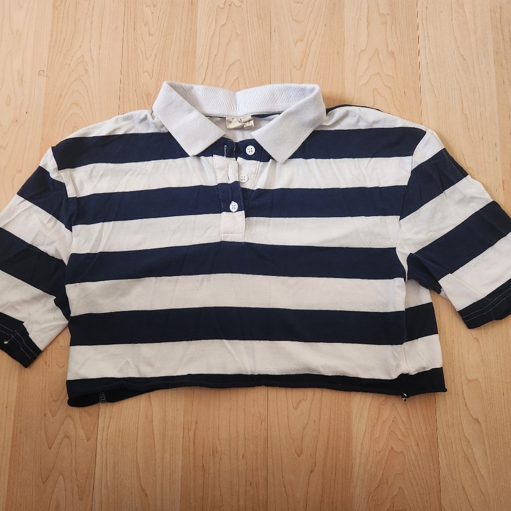 stripped cropped polo tee